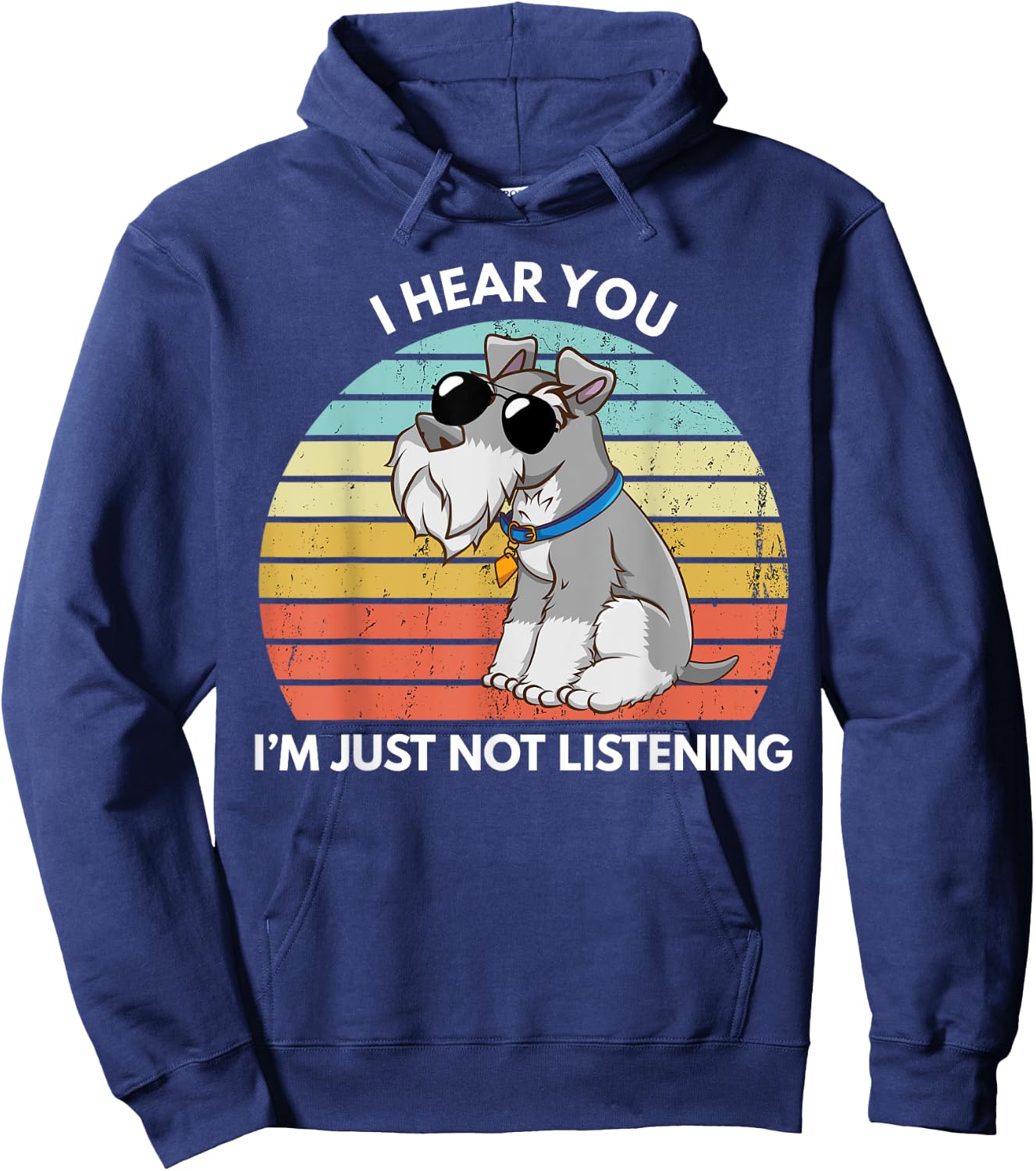 FoxioStar Miniature Schnauzer Gifts I Hear You I'm Just Not Listening Funny Black Cotton Polyester Hoodie - Hoodie | Navy