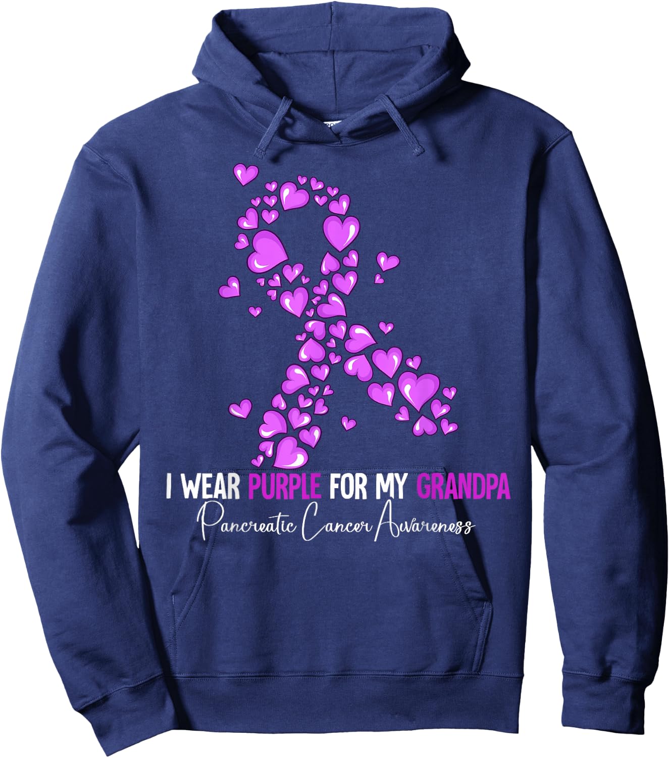 I Wear Purple For My Grandpa Pancreatic Cancer Awareness Hoodie - Hoodie | Navy