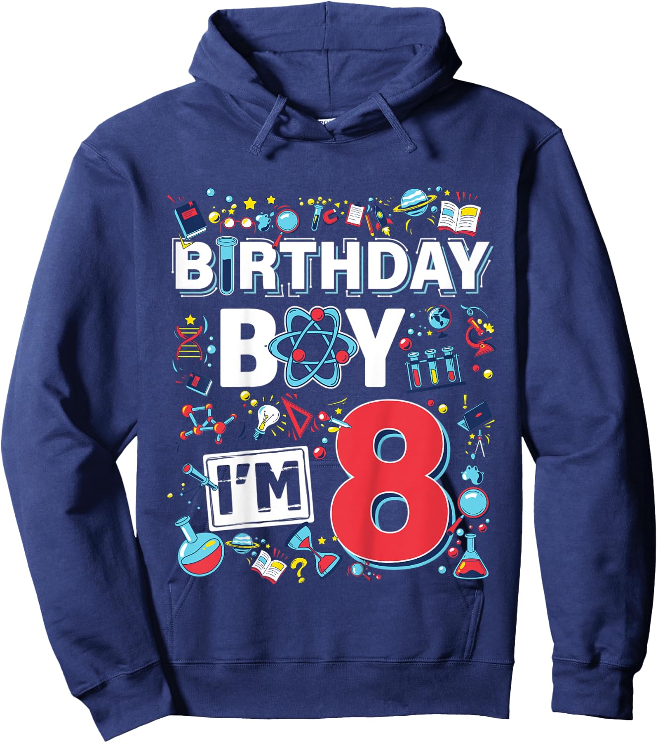 Kids Scientist 8th Birthday Boy I'm 8 Years Science experiments Hoodie - Hoodie | Navy