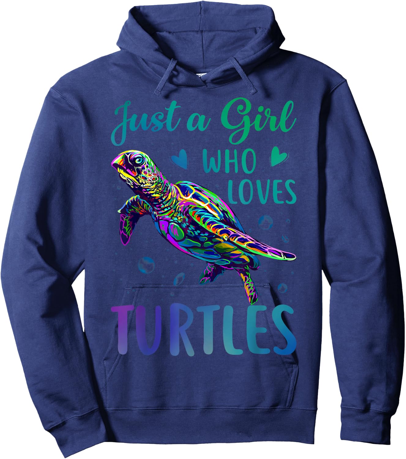 Just A Girl Who Loves Turtles Watercolor Sea Ocean Gift Hoodie - Hoodie | Navy