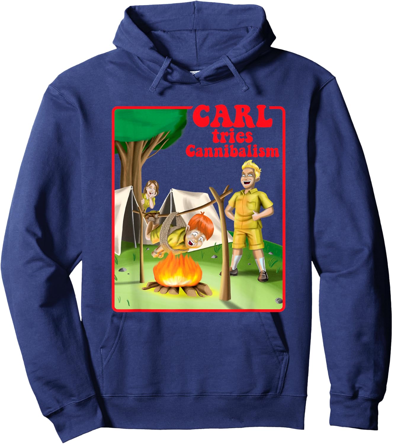 Carl Tries Cannibalism - Cute Horror Shirt - Funny Horror Hoodie - Hoodie | Navy