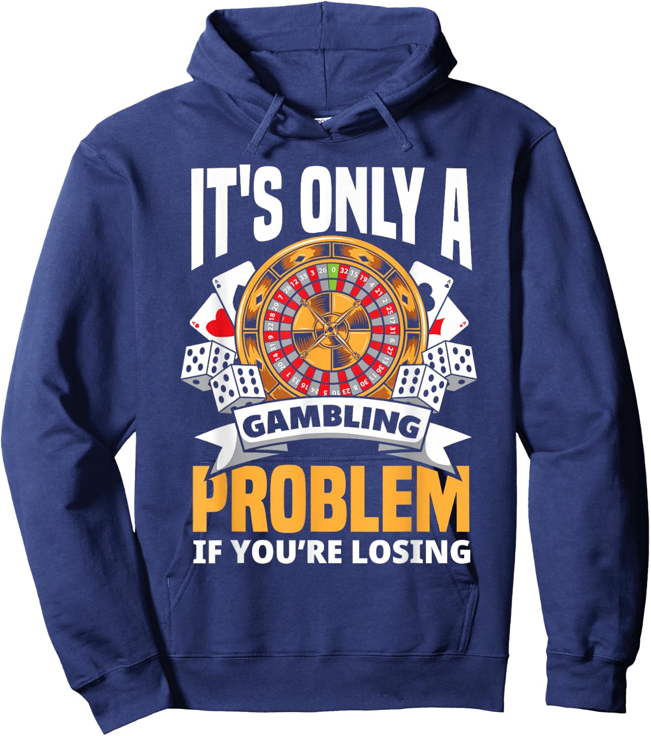 Funny Gambler Roulette Slot Machine Casino Vegas Gambling Hoodie - Hoodie | Navy