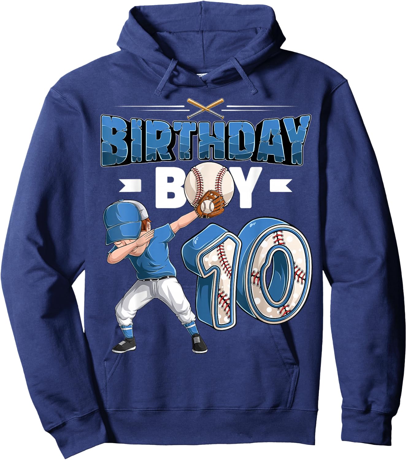 Dabbing boy 10 Year Old Baseball Player 10th Birthday Party Hoodie - Hoodie | Navy