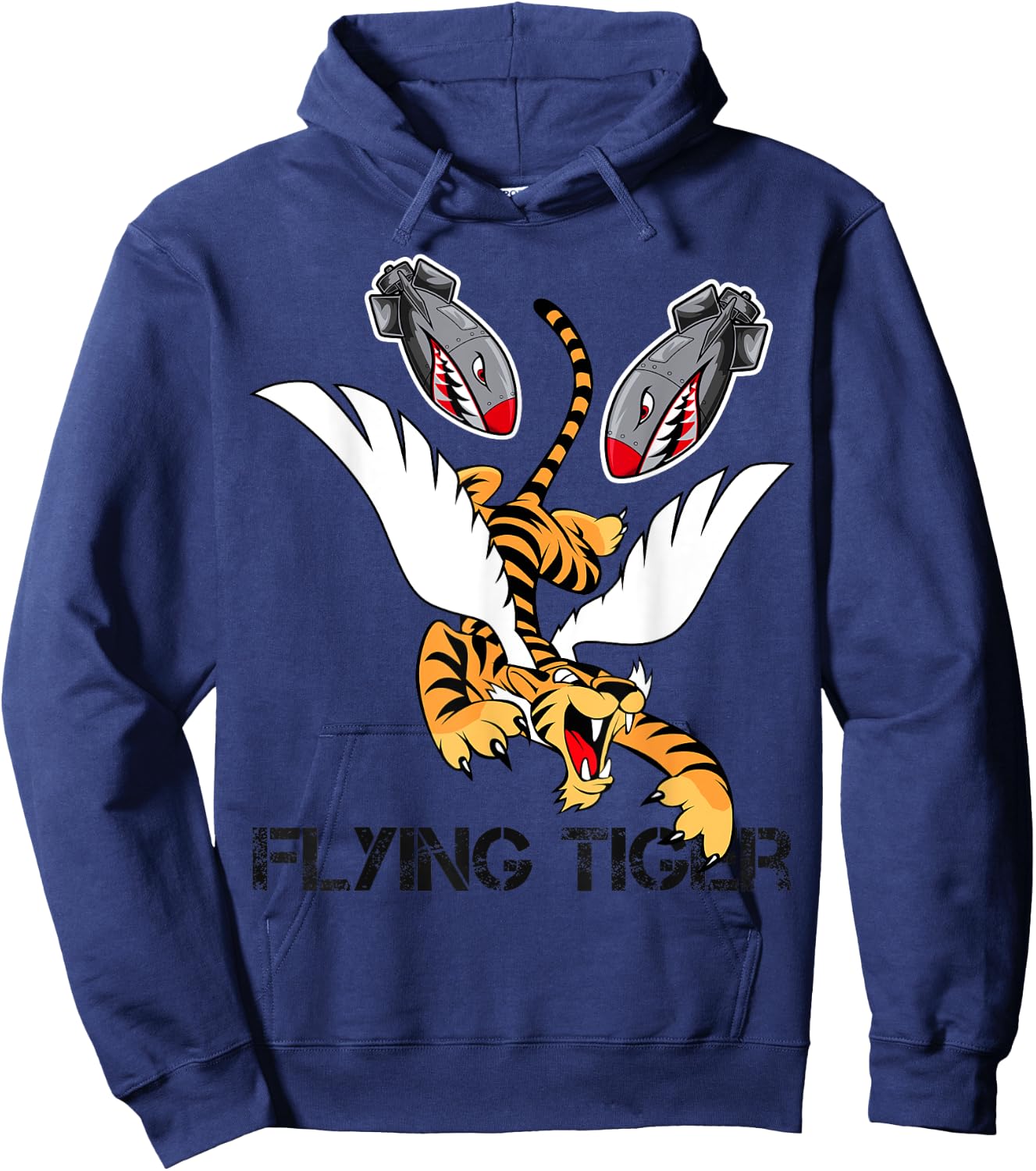 Funny Cool Tiger Flying Novelty Graphic & Cool Designs Hoodie - Hoodie | Navy