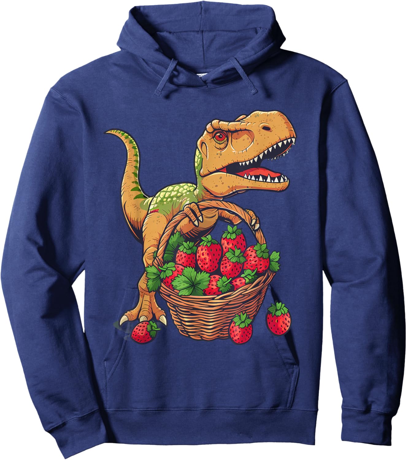 Strawberry Dinosaur Drawing Nature Strawberry Fruit Wildlife Hoodie - Hoodie | Navy