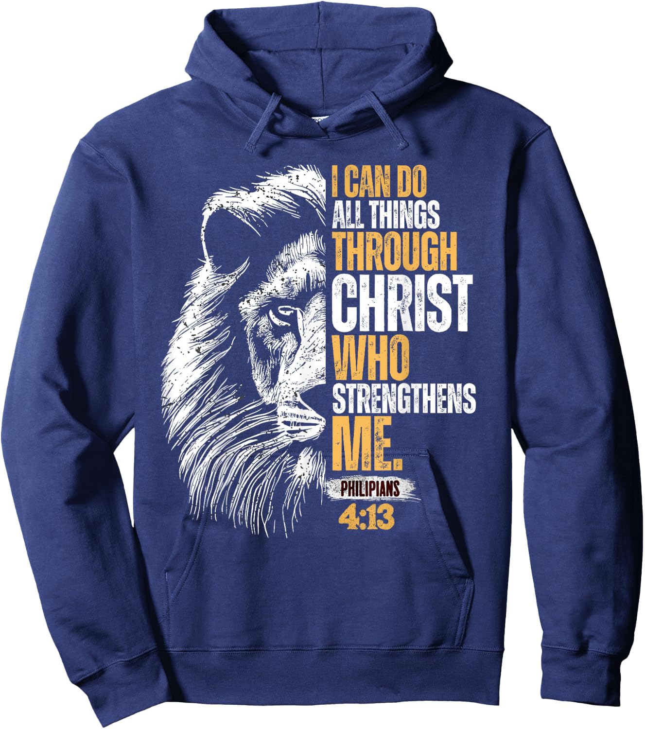 I Can Do All Things Through Christ Lion Faith Christian Hoodie - Hoodie | Navy