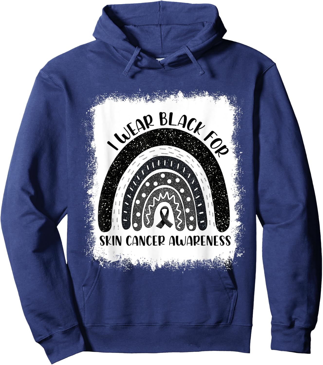 Rainbow I Wear Black For Skin Cancer Awareness Month Hoodie - Hoodie | Navy