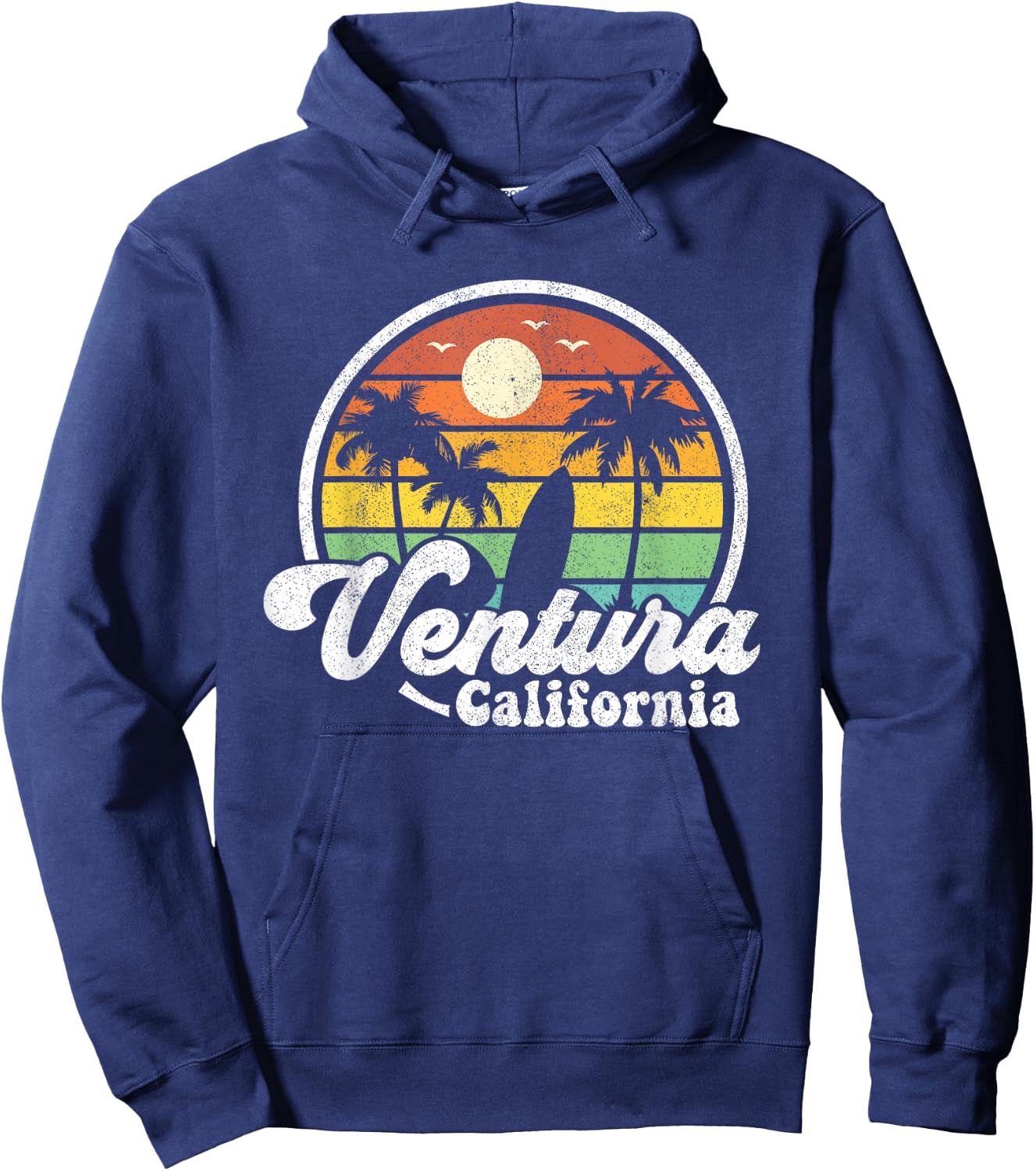 Vintage Ventura Beach California CA Surfing Retro Surf Gift Hoodie - Hoodie | Navy