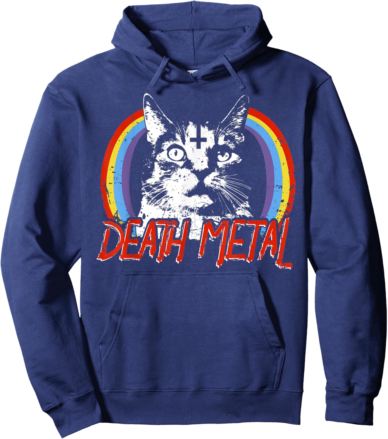 Heavy Satanic Cat Rainbow Gothic design Men Women Hoodie - Hoodie | Navy