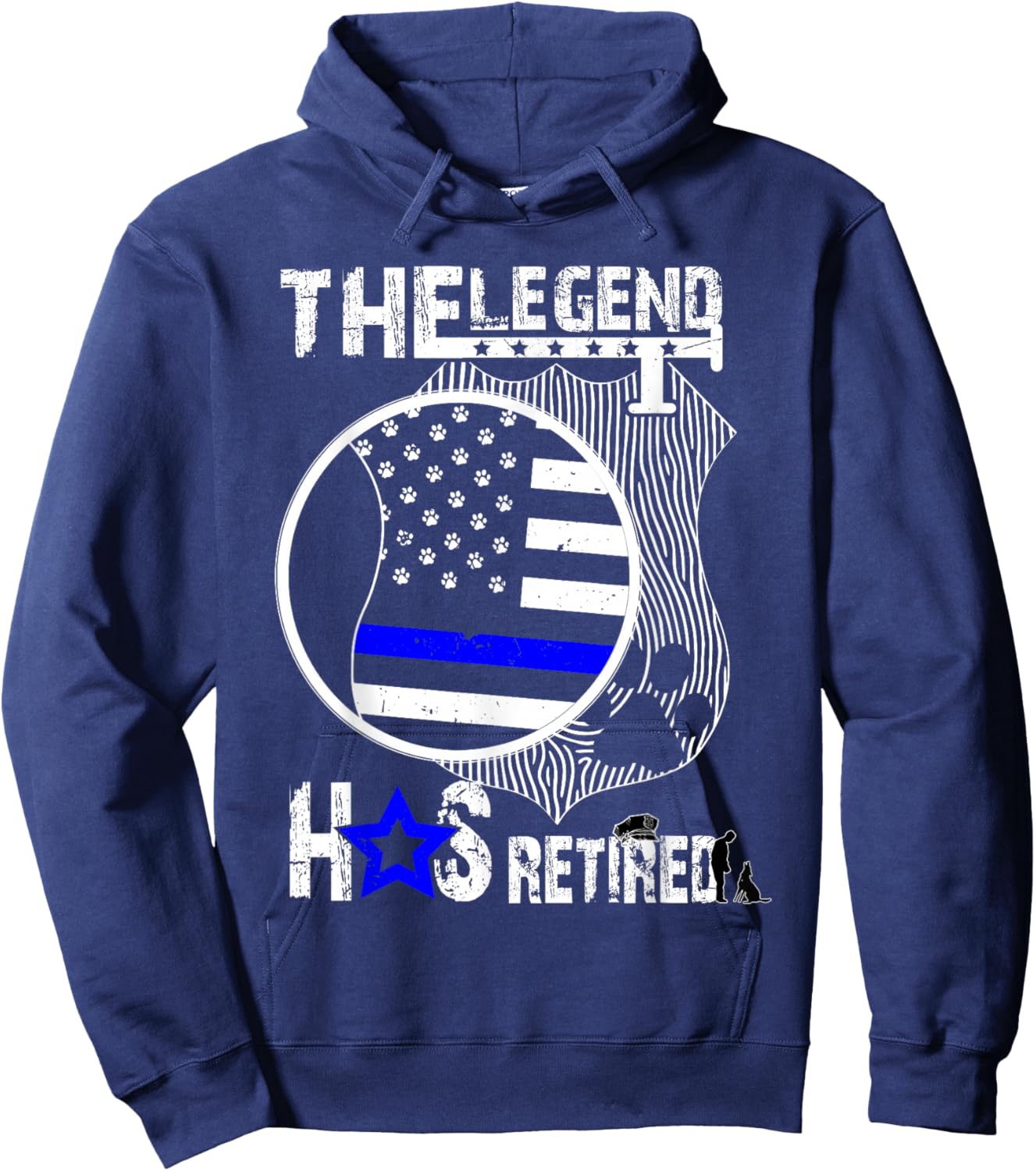 Legend Has Retired 2025 Police Officier K9 Dog Dad US Flag Hoodie - Hoodie | Navy