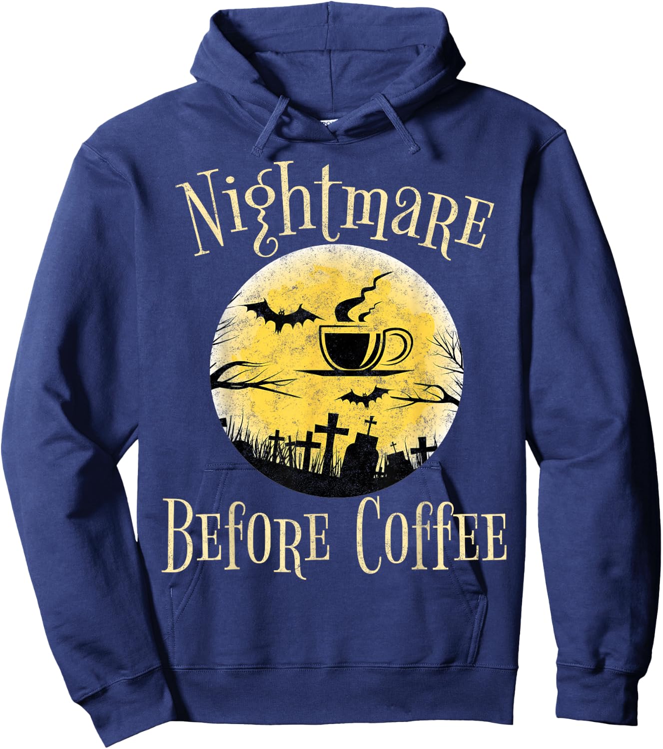 Funny Halloween Costume Shirt Nightmare Before Coffee Hoodie - Hoodie | Navy