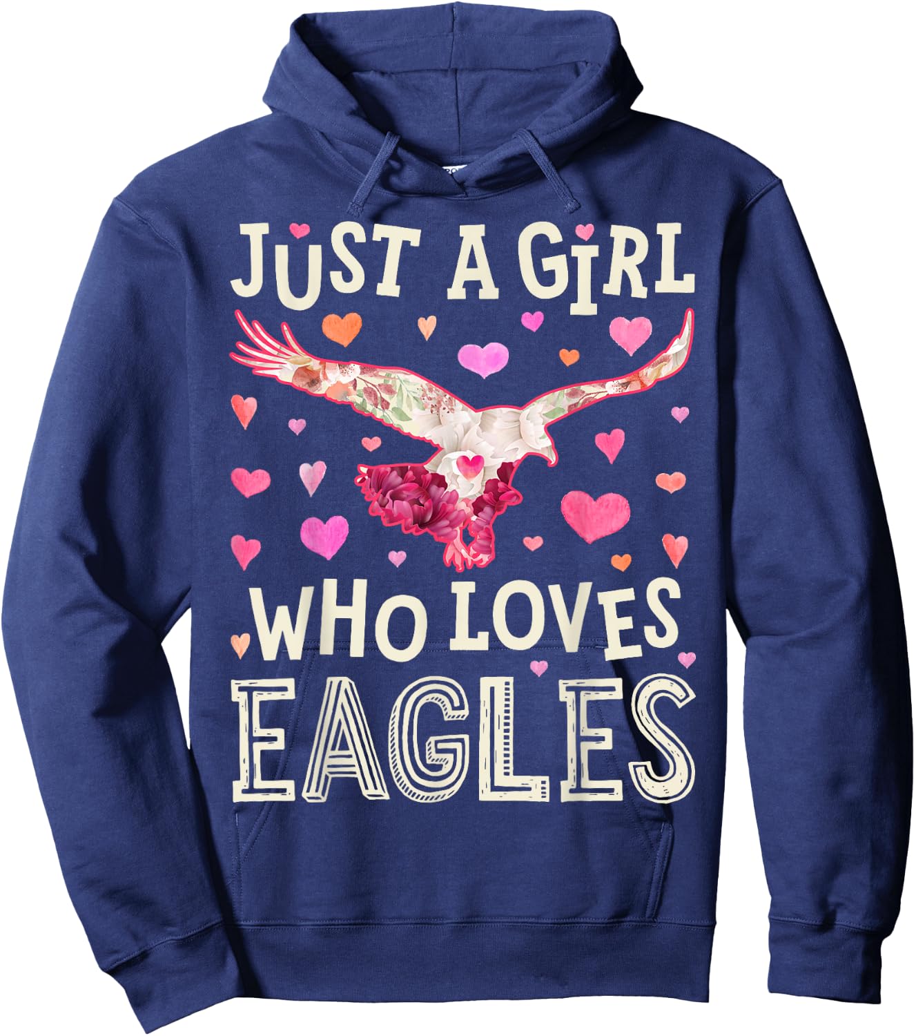 Eagle Just A Girl Who Loves Eagles Flowers Women Bird Floral Hoodie - Hoodie | Navy