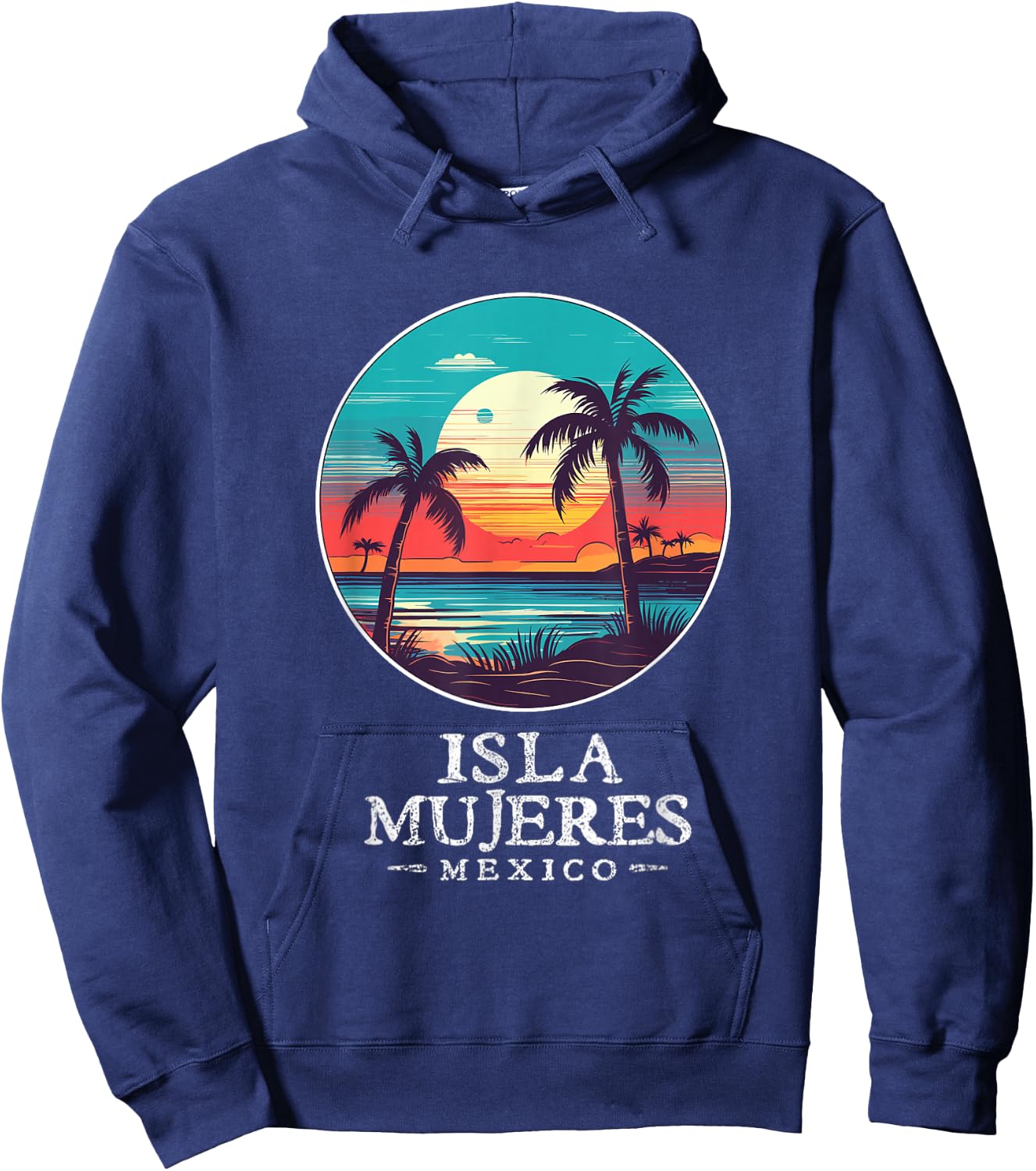 Retro Isla Mujeres Mexico Beach Sunset Souvenir Men Women Hoodie - Hoodie | Navy