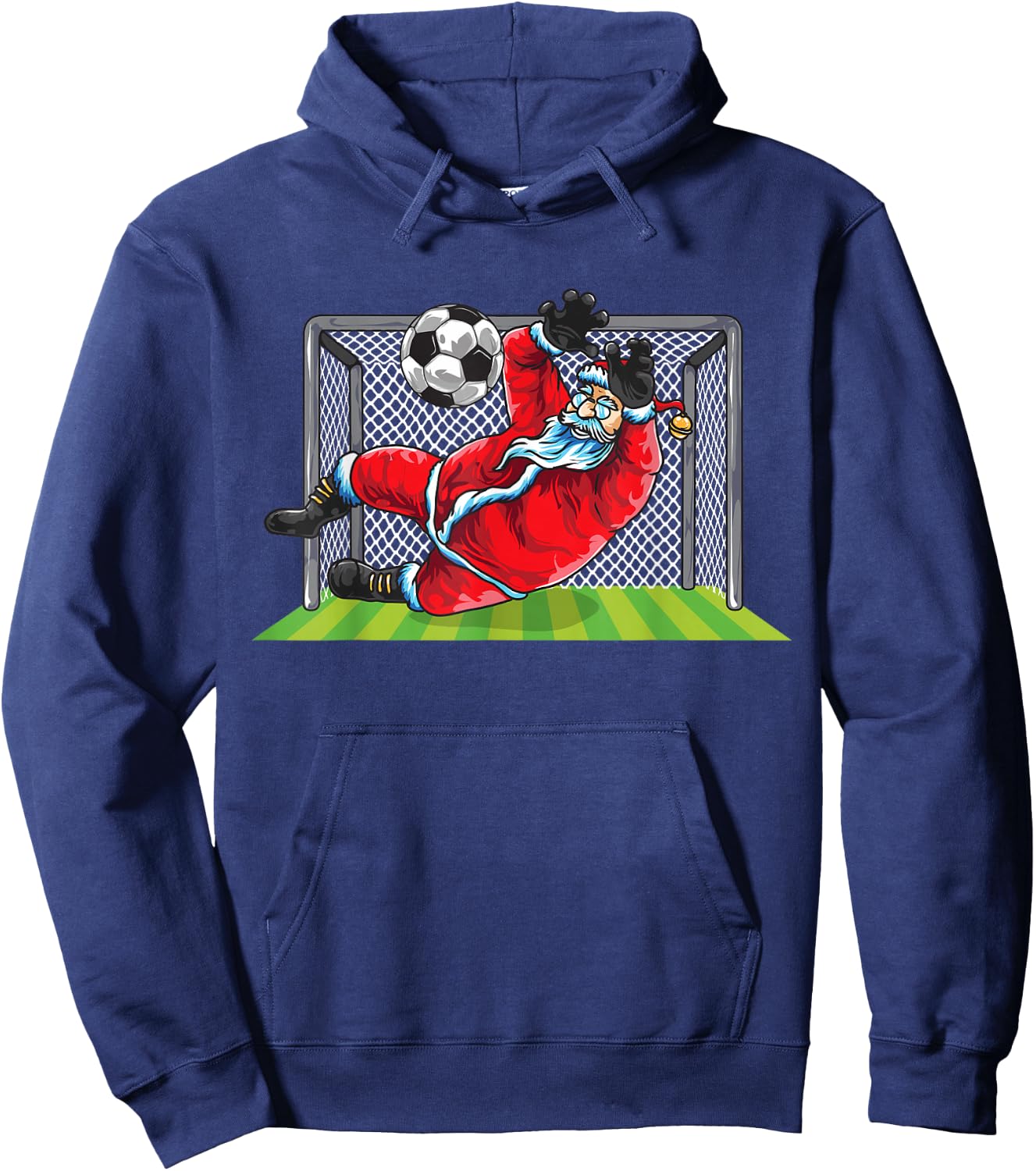 Soccer Goalie Santa Claus Christmas Sports Kids Boys Youth Hoodie - Hoodie | Navy