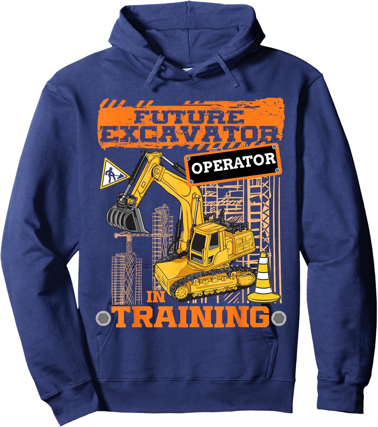 Construction Vehicle Excavator Boys Hoodie - Hoodie | Navy