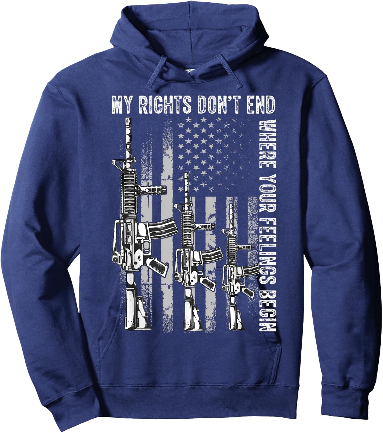 My Rights Don't End Where Your Feelings Begin USA Flag Gun Small Hoodie - Hoodie | Navy
