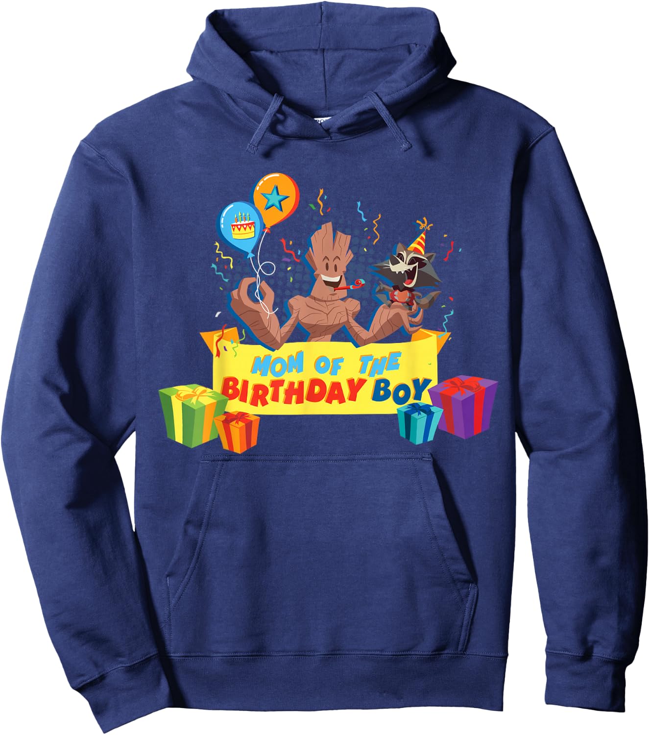 Marvel Rocket & Groot Family Party Mom of the Birthday Boy Hoodie - Hoodie | Navy