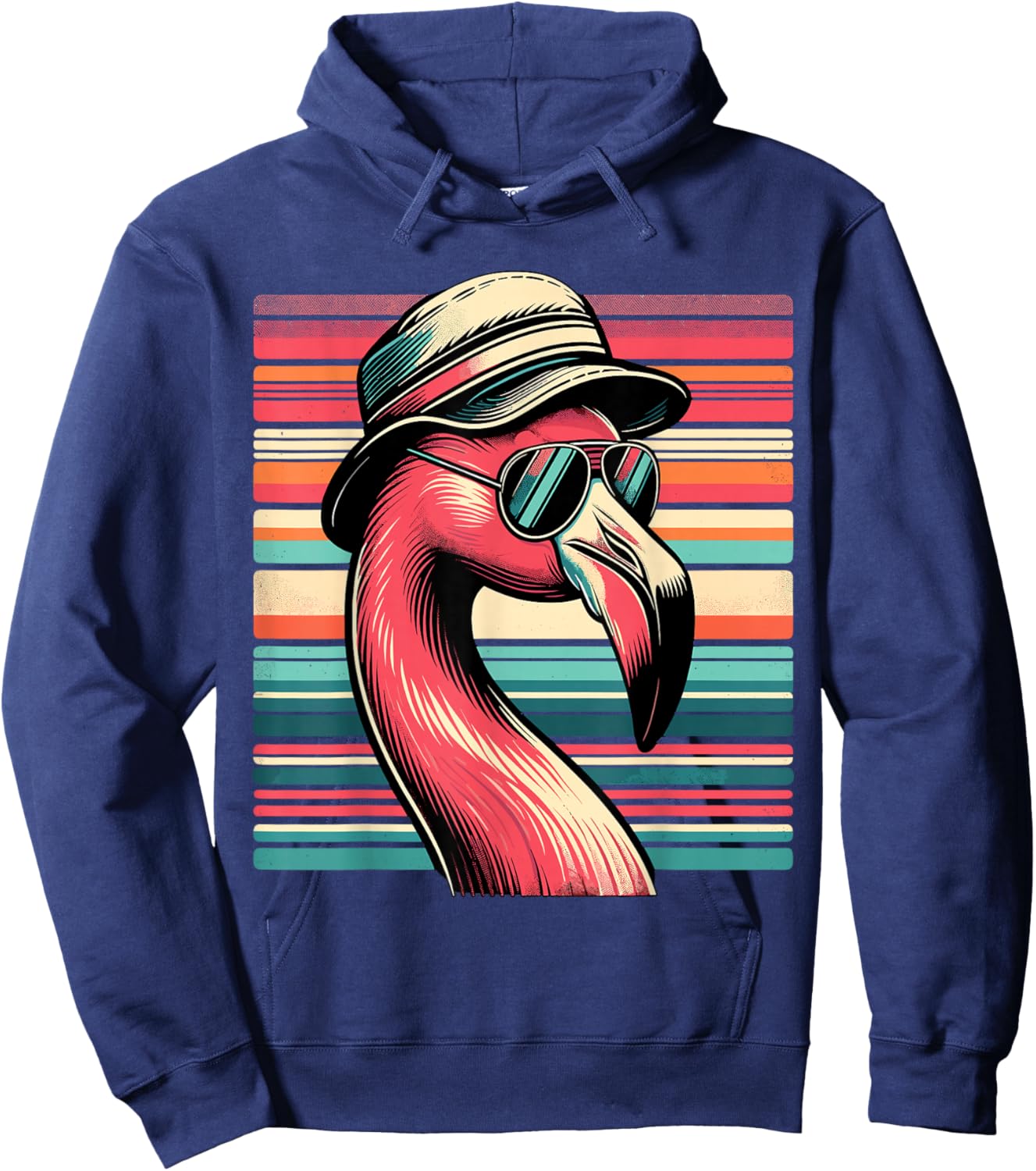 Flamingo in Sunglasses Flamingo Hoodie - Hoodie | Navy