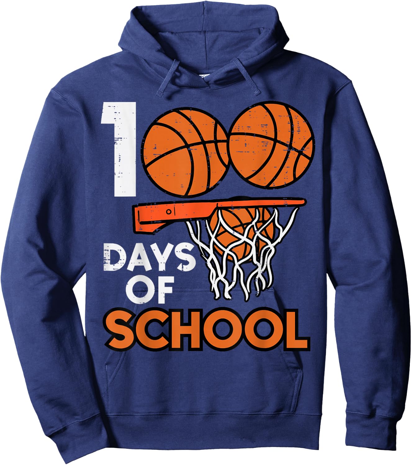100 Days School Basketball 100th Day Teacher Men Boys Kids Hoodie - Hoodie | Navy