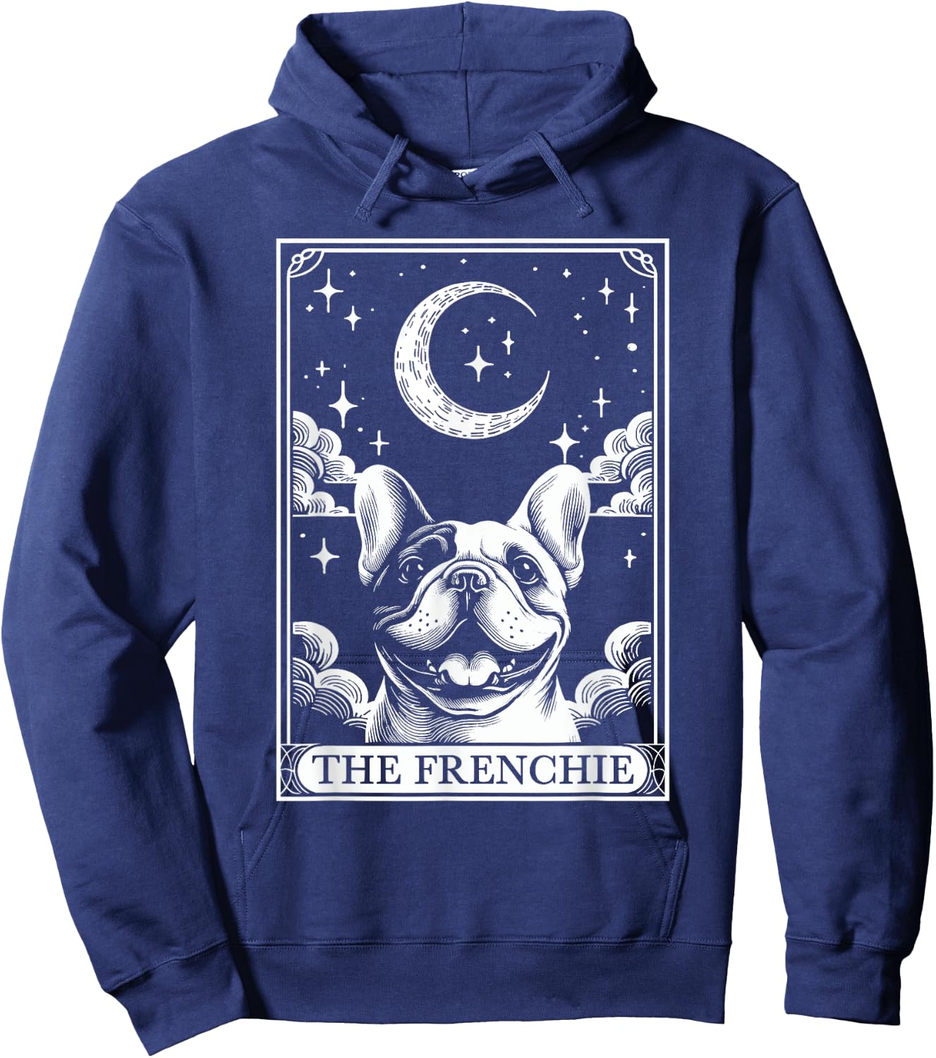 Tarot Card Vintage Crescent Moon French Bulldog Dog Mom Hoodie - Hoodie | Navy