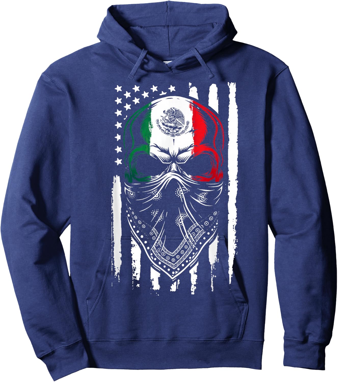 Skull Patriotic Mexican American Aztec Day of The Dead Hoodie - Hoodie | Navy