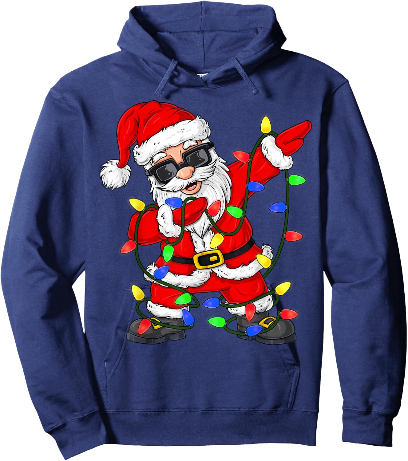 Dabbing Santa Claus Christmas Tree Lights Boys Kids Dab Xmas Hoodie - Hoodie | Navy