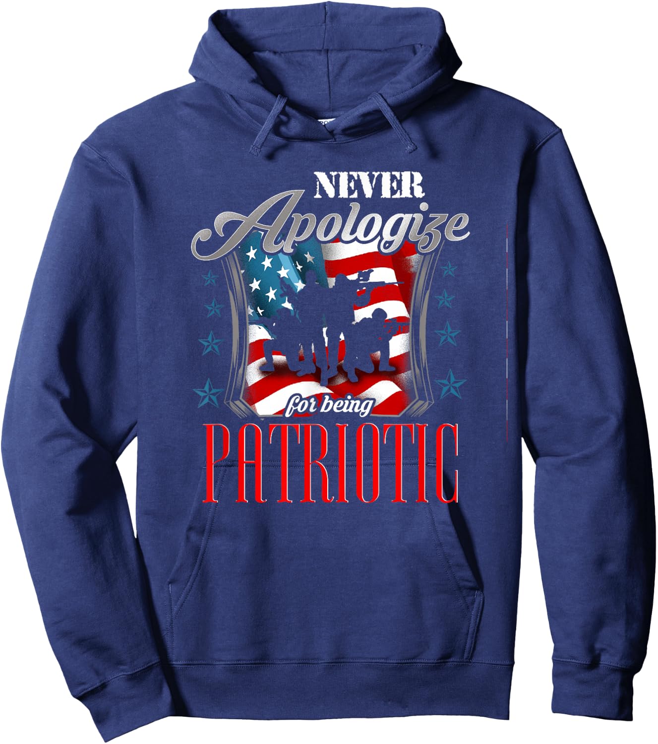 LongshanksTees Never Apologize For Being Patriotic Hoodie - Hoodie | Navy
