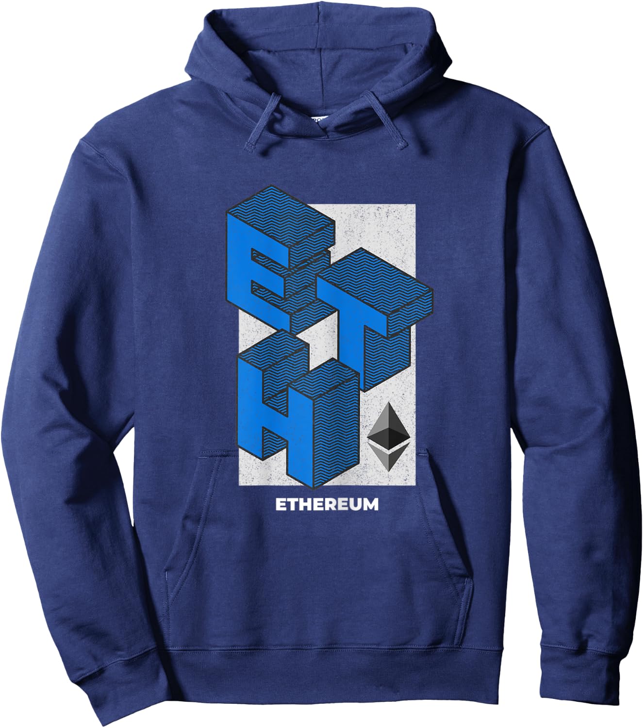 Ethereum Crypto Isometric Text ETH Cryptocurrency Shirt Hoodie - Hoodie | Navy