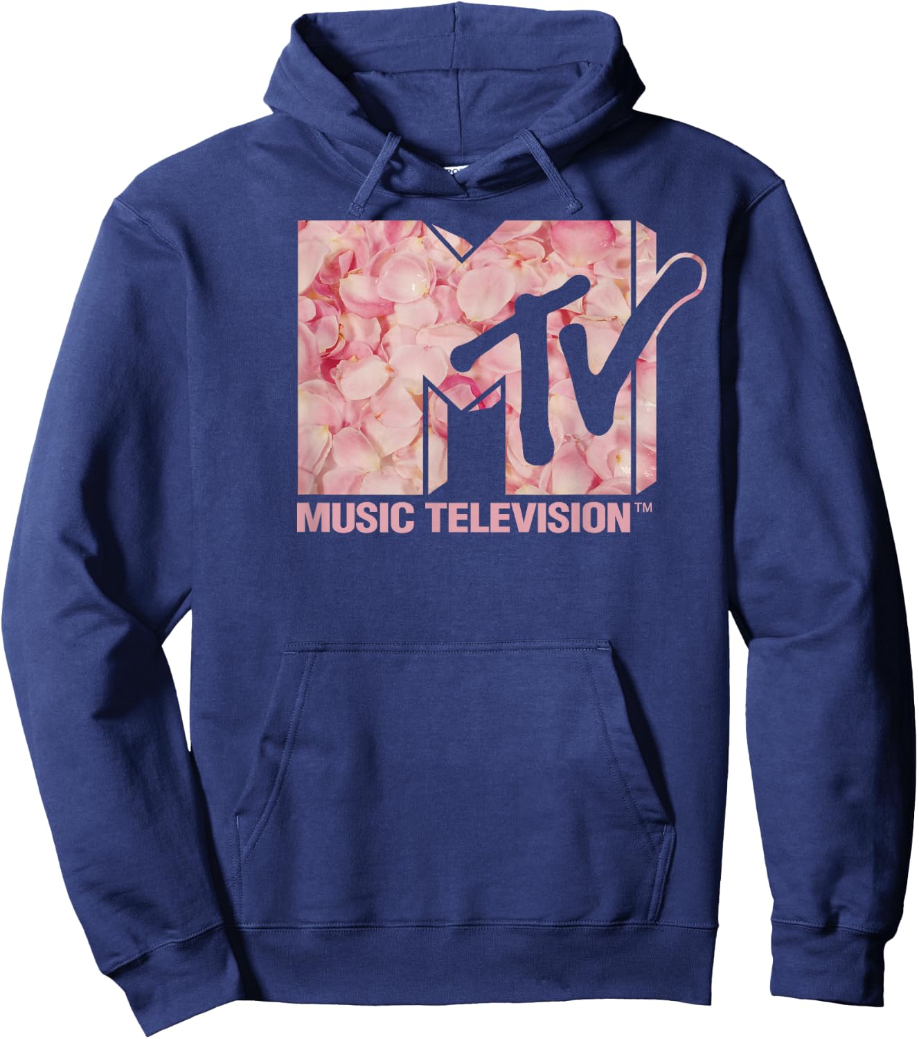 MTV Music Television Pink Rose Petal Logo Hoodie - Hoodie | Navy