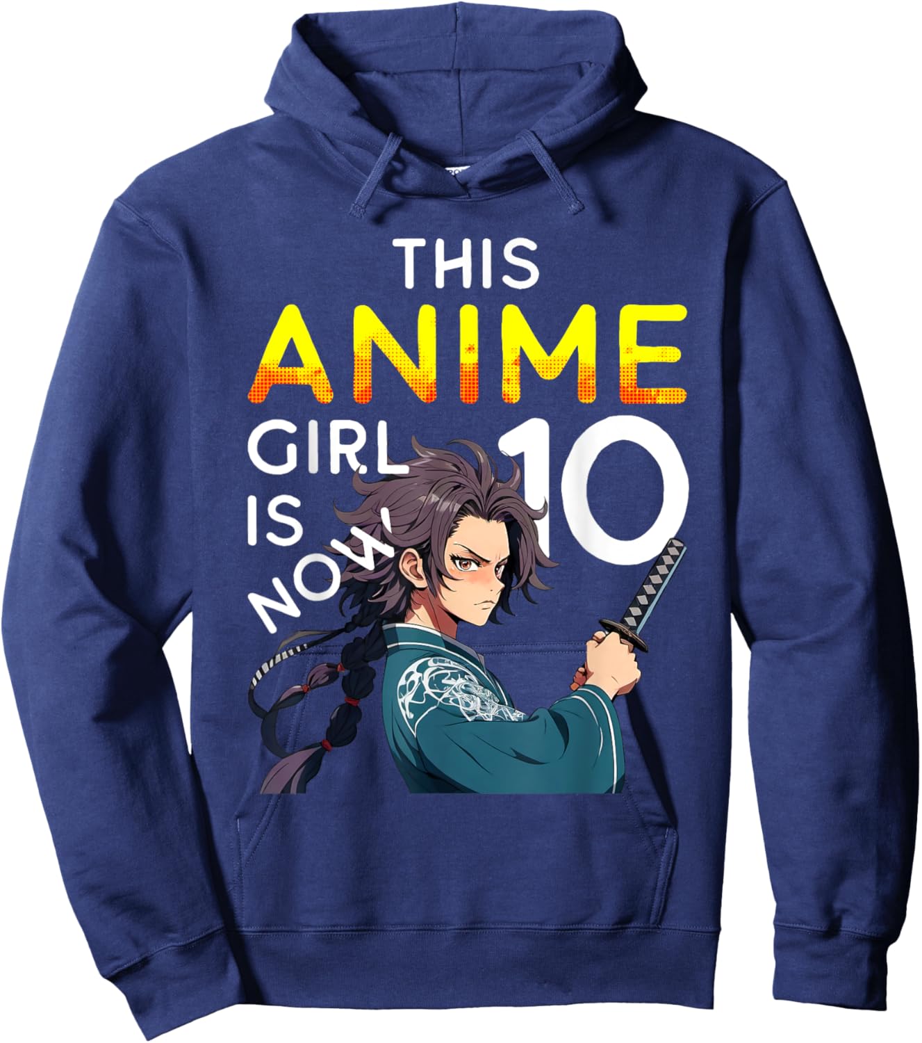 This Anime Girl Is Now 10 Years Old 10th Birthday Kawaii Kid Hoodie - Hoodie | Navy