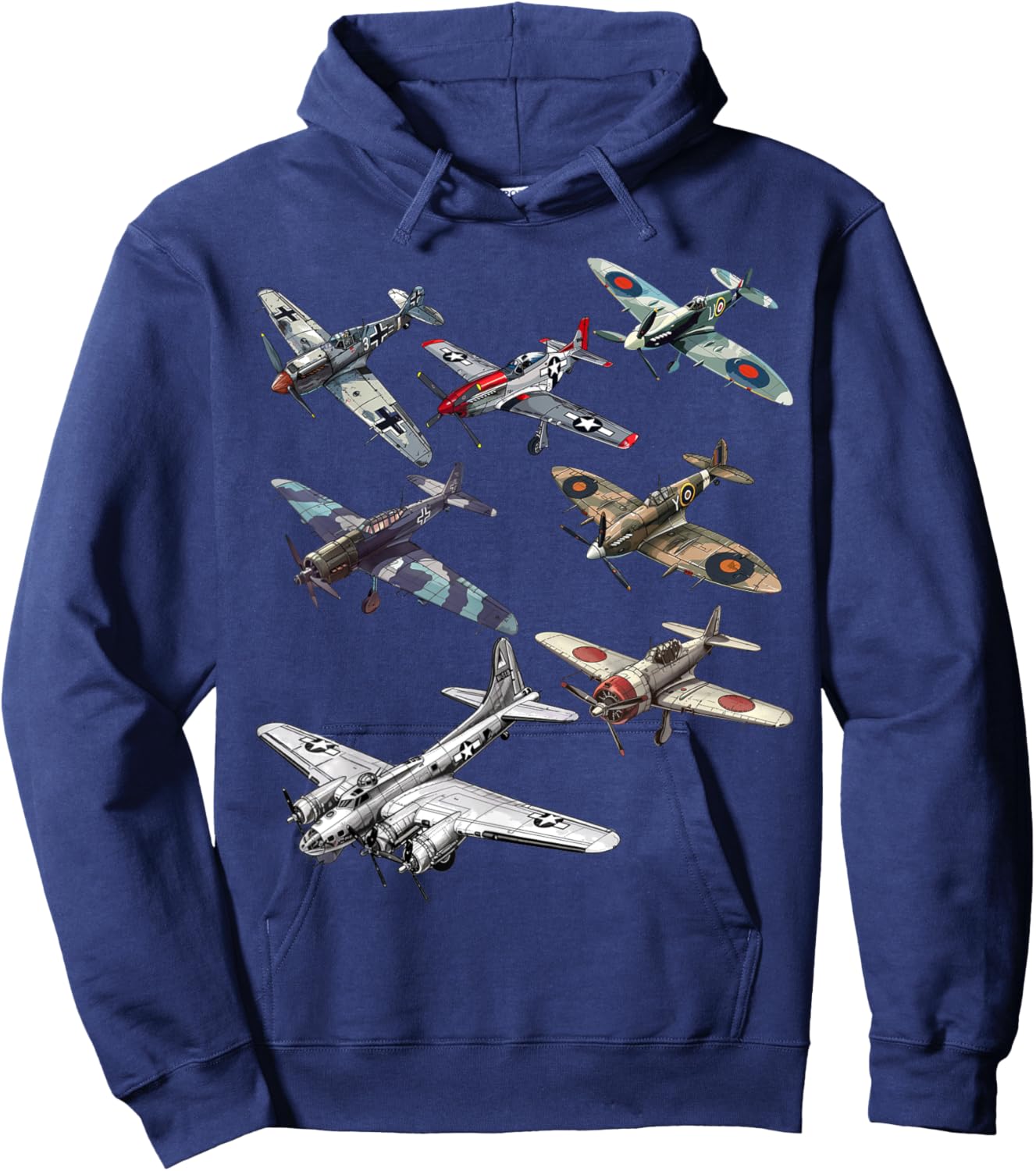 Military F&L Design Co. WW2 Warbirds P51 Messerschmitt B17 P40 Hobbyists , Small, Black Hoodie - Hoodie | Navy
