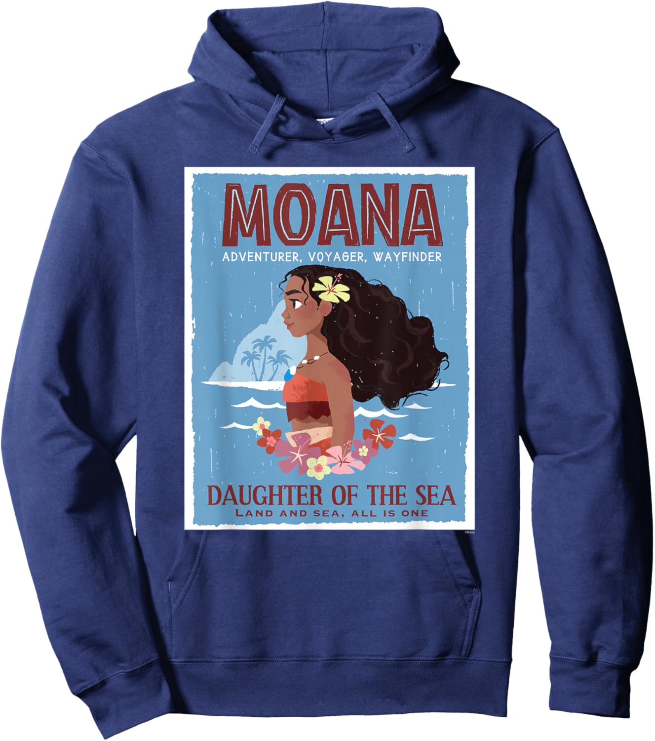 Disney Moana Adventurer Daughter of the Sea Retro Distressed Hoodie - Hoodie | Navy