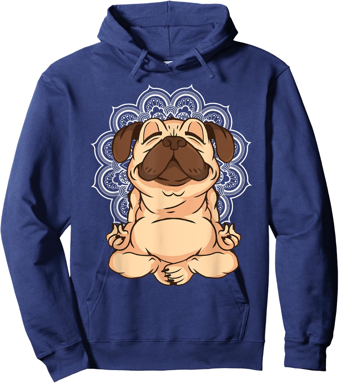 Meditation Pug Dogs Buddha Zen Yoga Teacher Pug Buddhist Women Girls Kids Hoodie - Hoodie | Navy