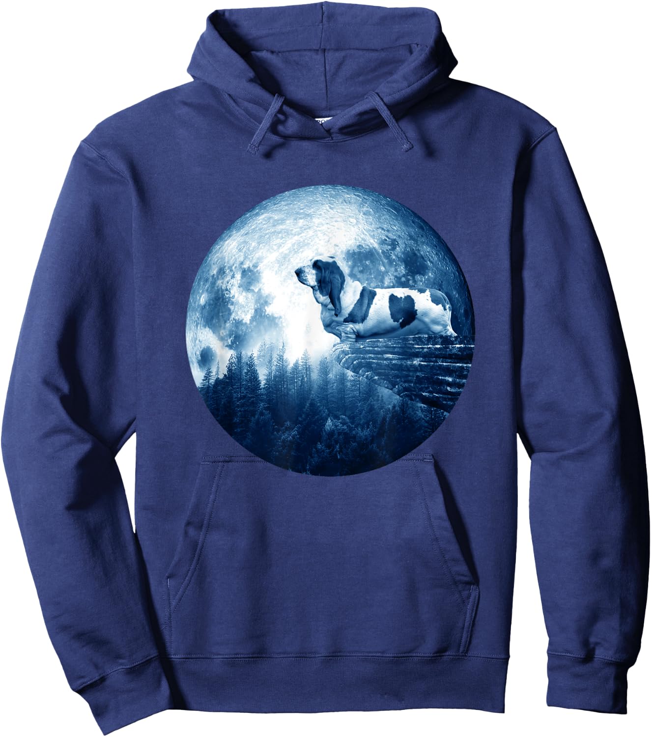 Basset Hound Dog Moon Dog Mom Dad Women Men Dog Lovers Hoodie - Hoodie | Navy