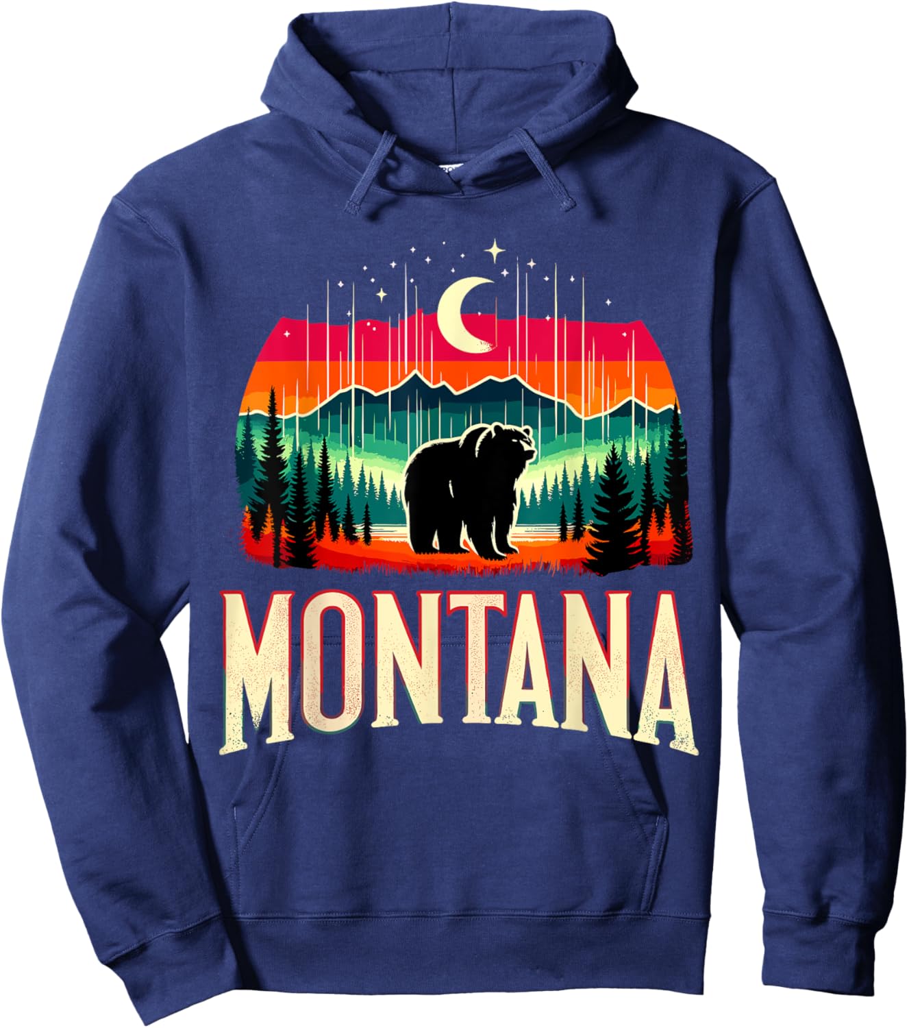 Montana Grizzly Bear Mountain Hoodie - Hoodie | Navy