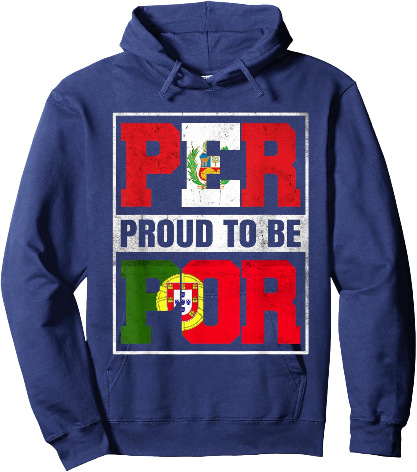 Proud Peruvian Portuguese Mix Peru and Portugal Heritage Hoodie - Hoodie | Navy