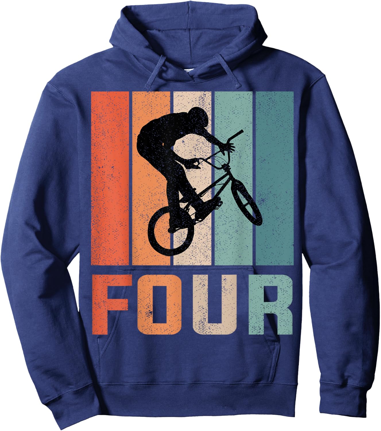 4th Birthday Retro BMX Bicycle Bike Boys Kids 4 Years Old Hoodie - Hoodie | Navy
