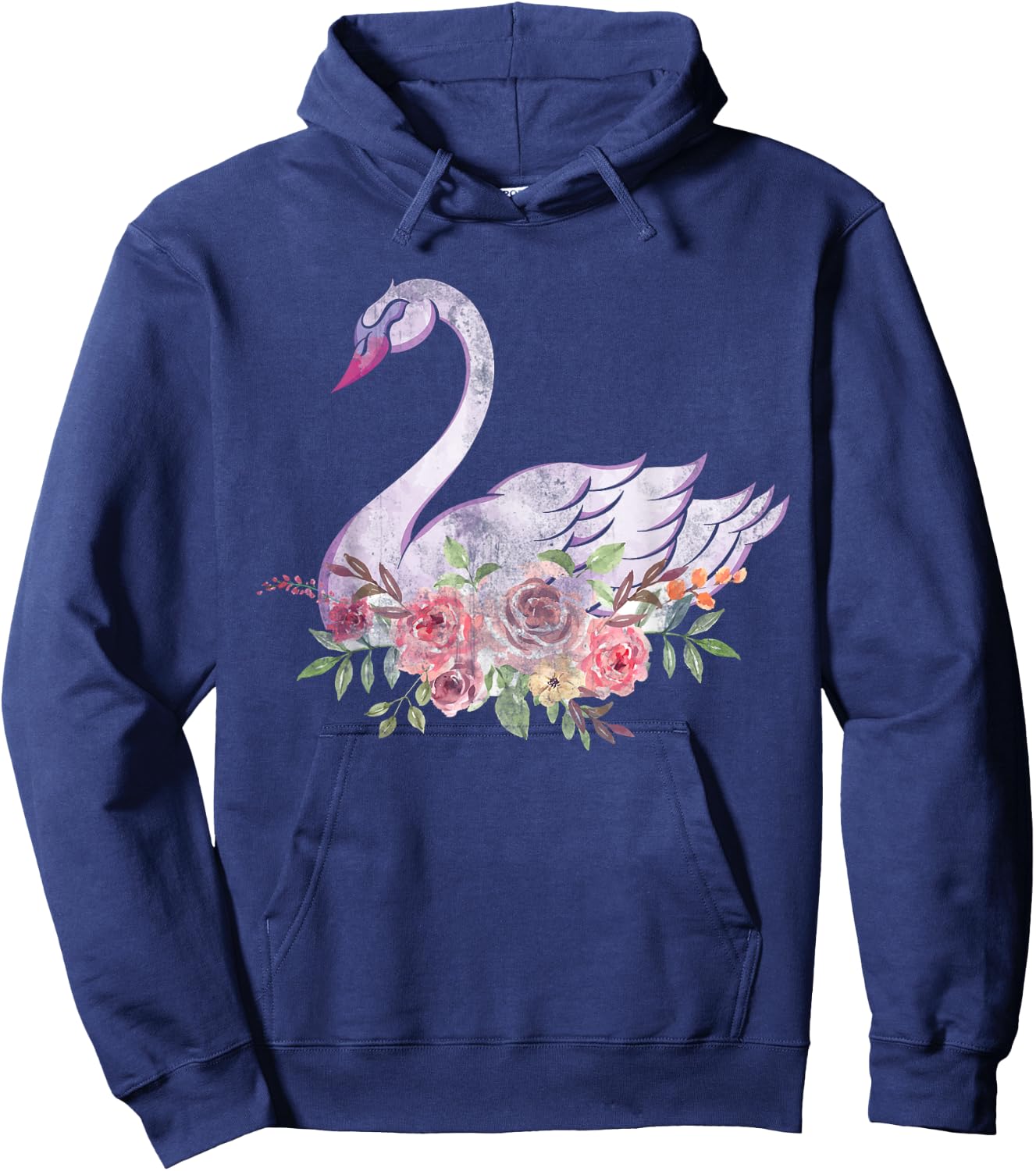 Women Girls Gift Pretty Animal Flower Crown Swan Hoodie - Hoodie | Navy