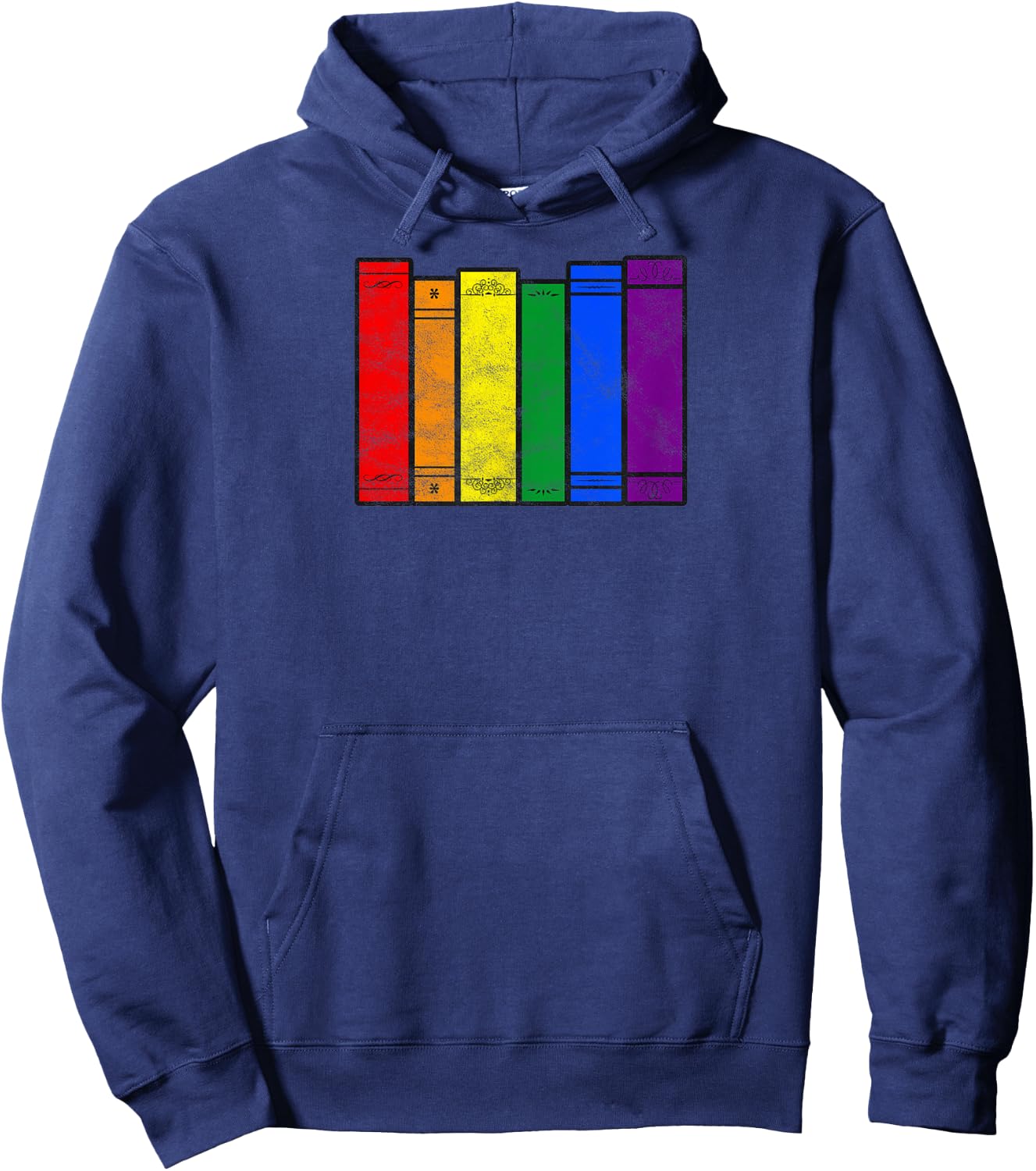 Pride Flag Books Bookish Rainbow Queer Reader Gay Writer Hoodie - Hoodie | Navy