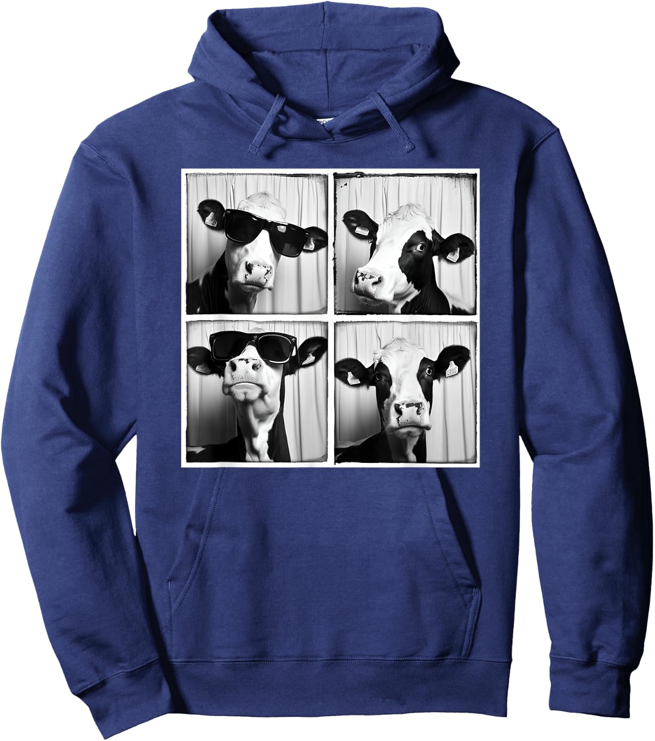 Cow Wearing Sunglasses Photo Farmyard Funny Farm Animal Hoodie - Hoodie | Navy