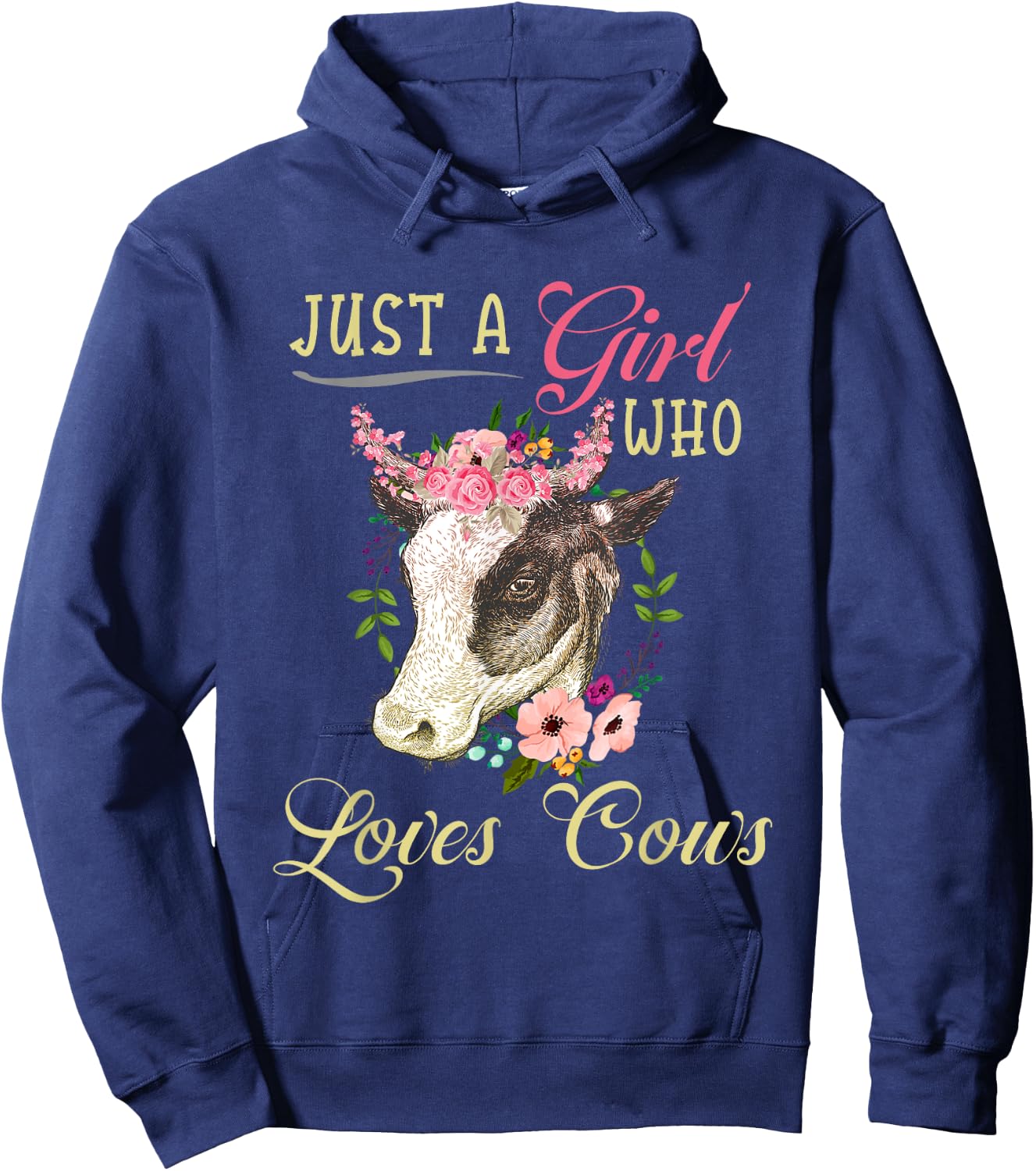 Funny Just a Girl Who Loves Cows Girls, Women and Cow Owners Hoodie - Hoodie | Navy