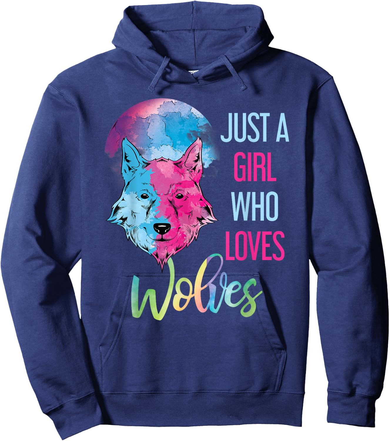 Just A Girl Who Loves Wolves Wild Animal Girls Gift Wolf Hoodie - Hoodie | Navy