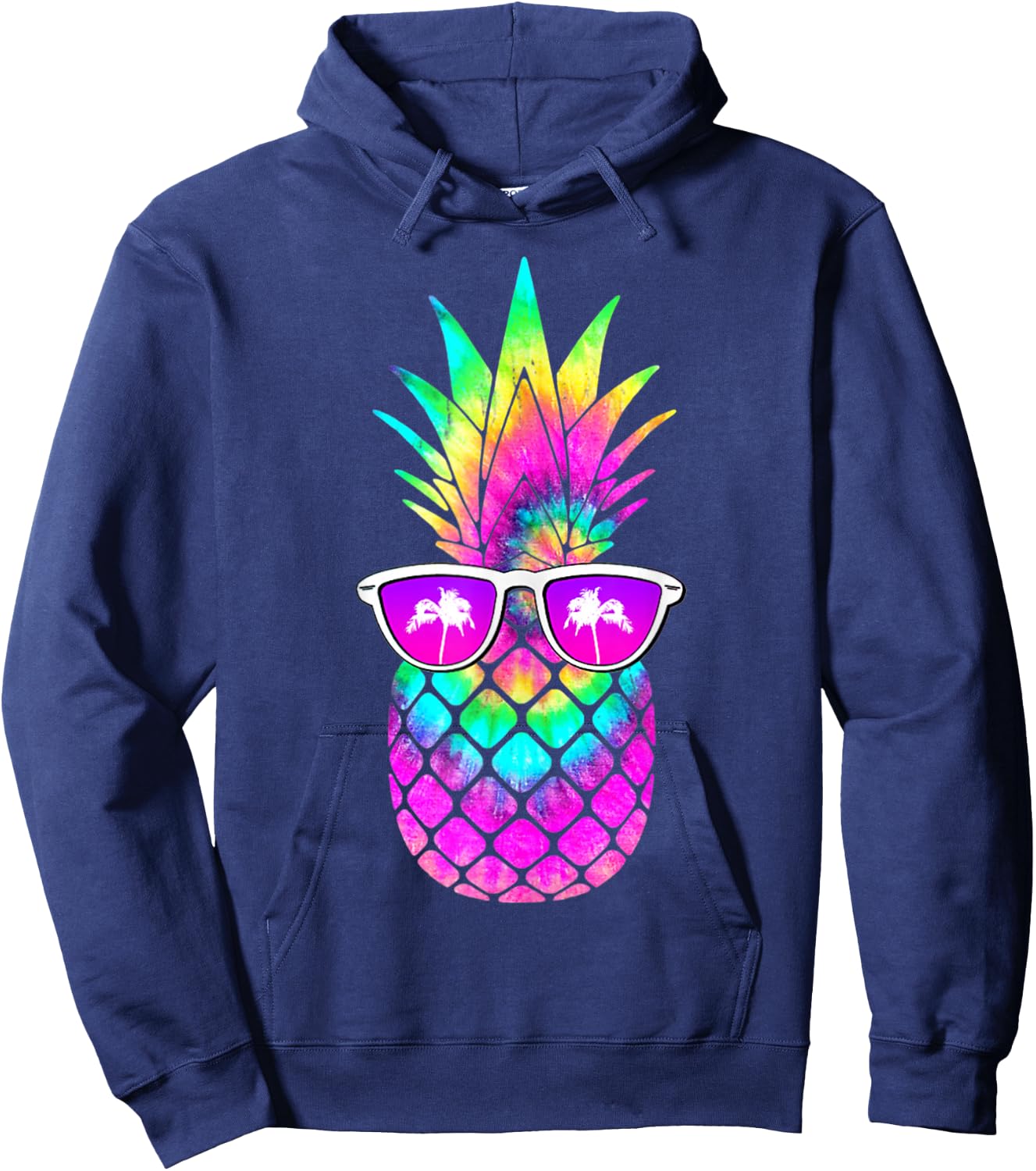 Summer Tie Dye Pineapple Sunglasses Tropical Fruit Lover Hoodie - Hoodie | Navy