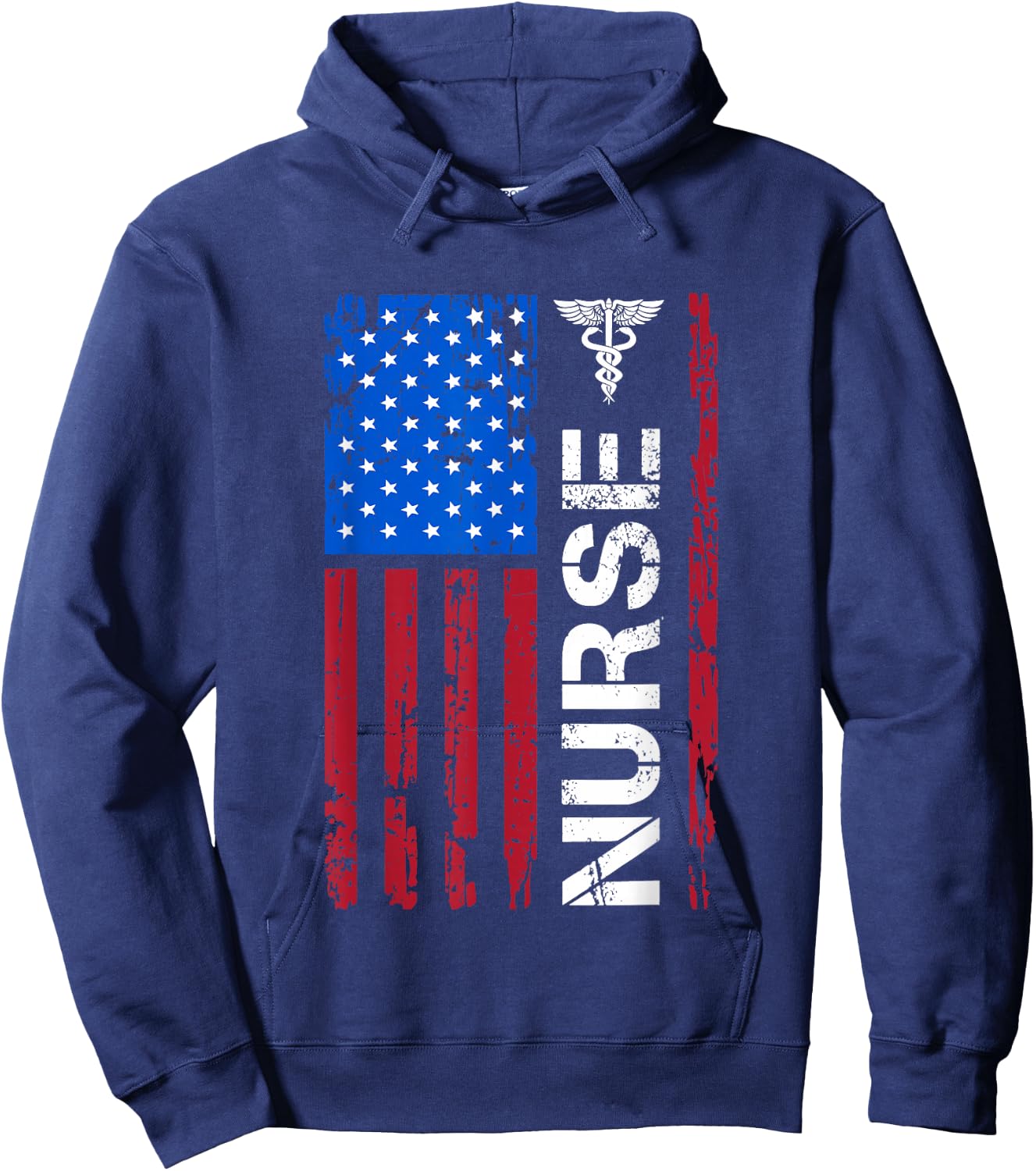 Patriotic Nurse 4th Of July American Flag Independence Day Hoodie - Hoodie | Navy