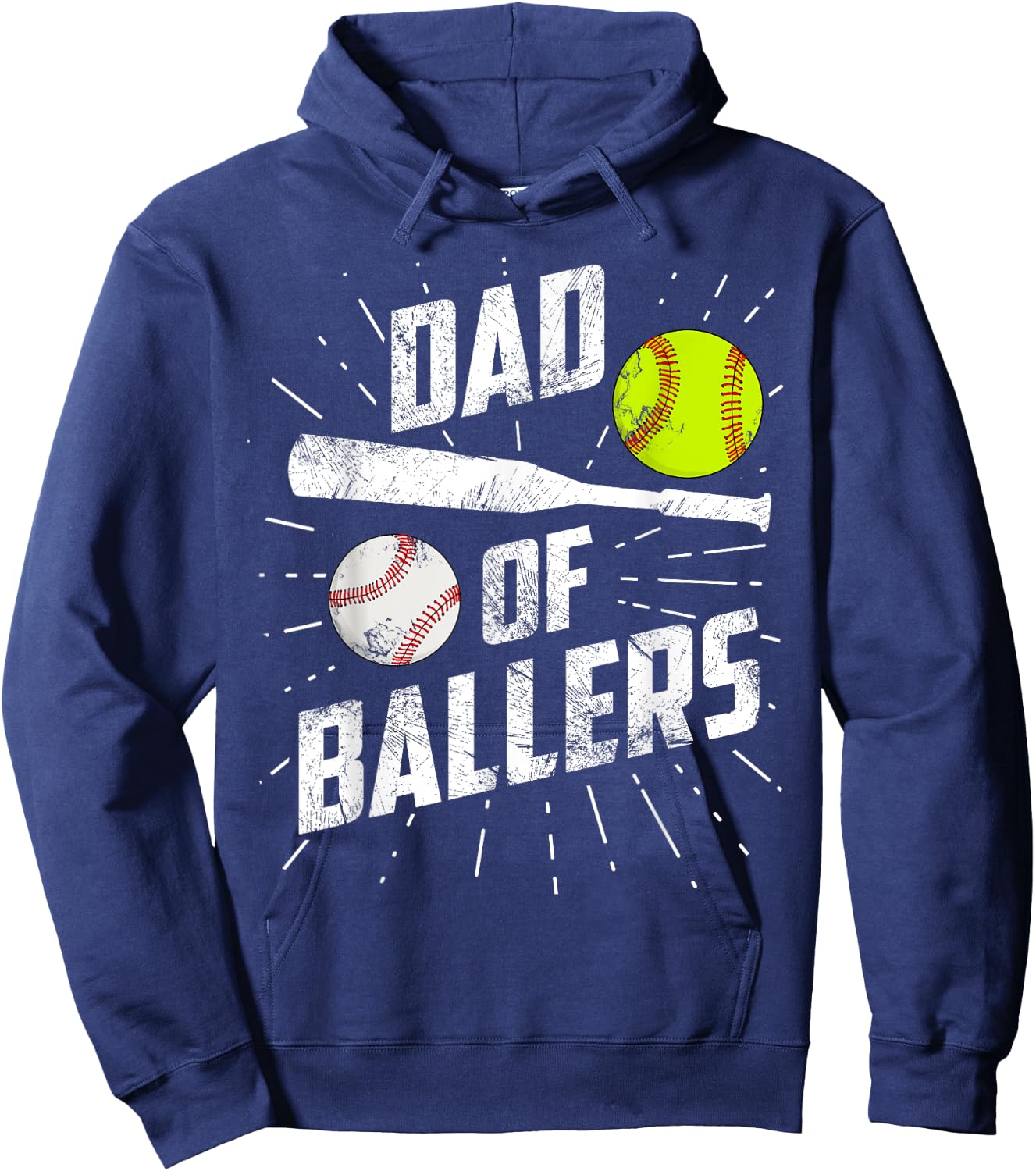 Dad Of Ballers Funny Baseball Softball Game Fathers Day Gift Hoodie - Hoodie | Navy