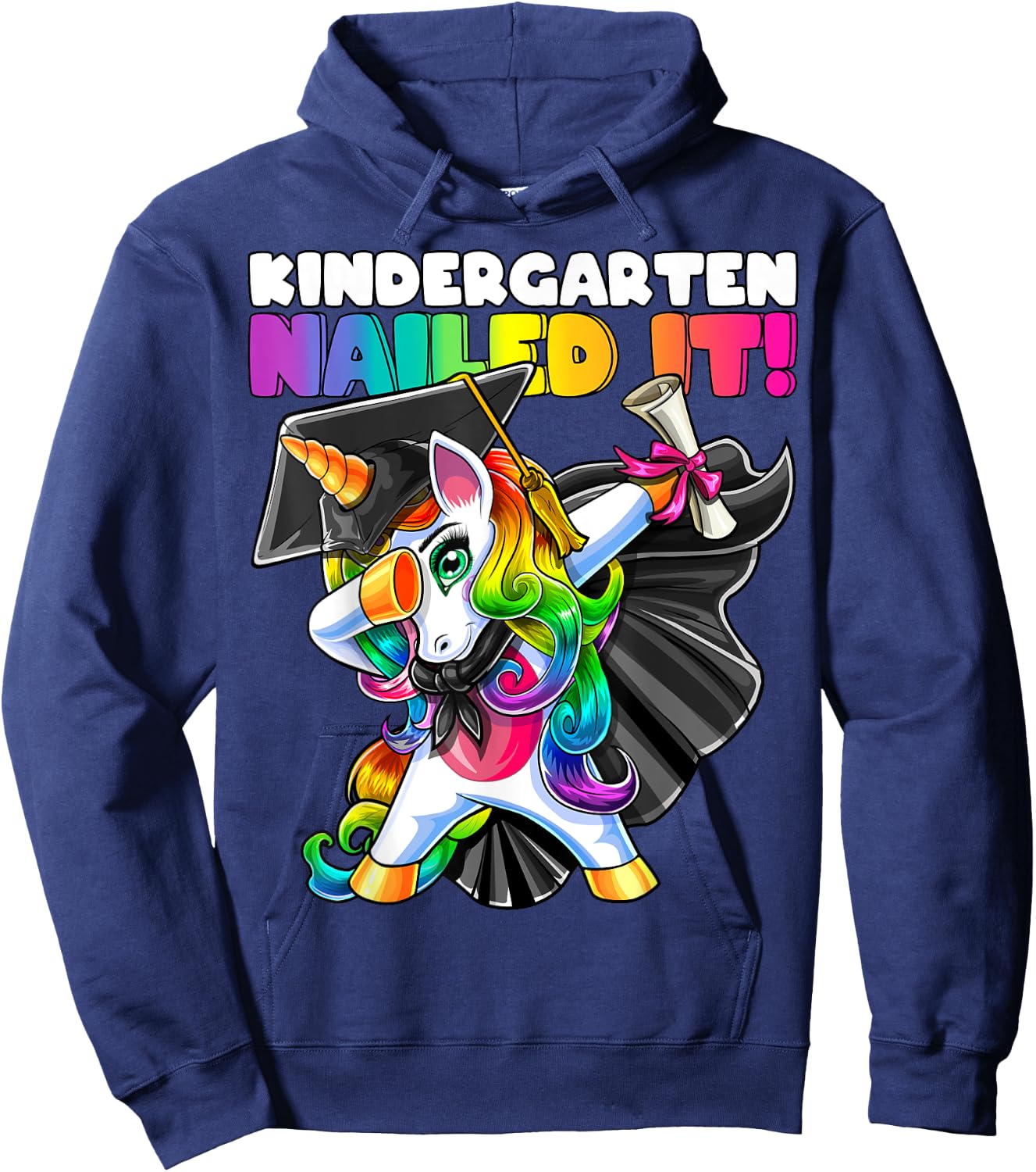 Dabbing Unicorn Kindergarten Graduation Cap Gown Gift Girls Hoodie - Hoodie | Navy