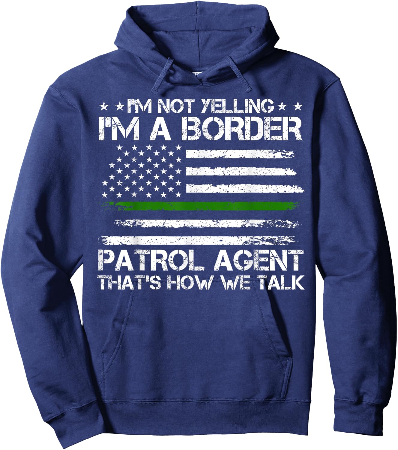 Border Patrol Agent, Green Line US Flag Border Patrol Hoodie - Hoodie | Navy