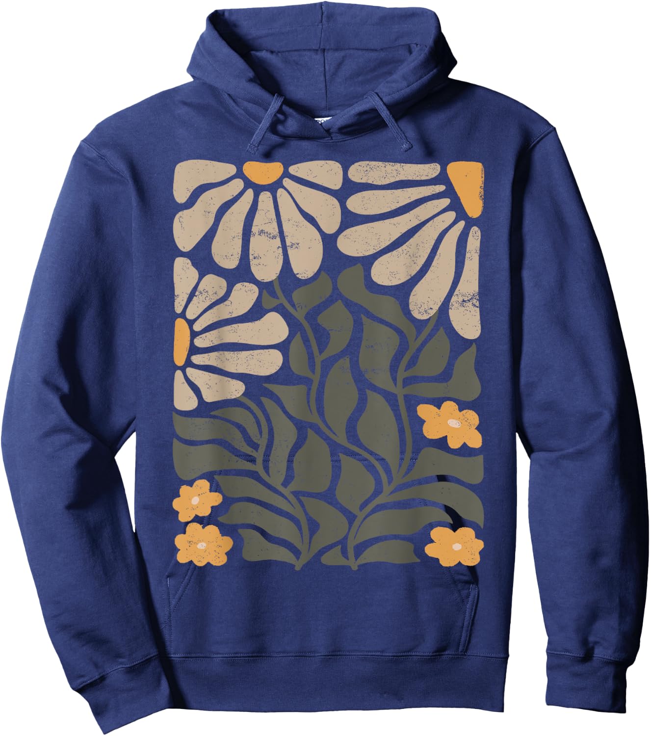 Boho Wildflower Vintage Retro Graphic Design Spring/Summer Men Women Kids Hoodie - Hoodie | Navy