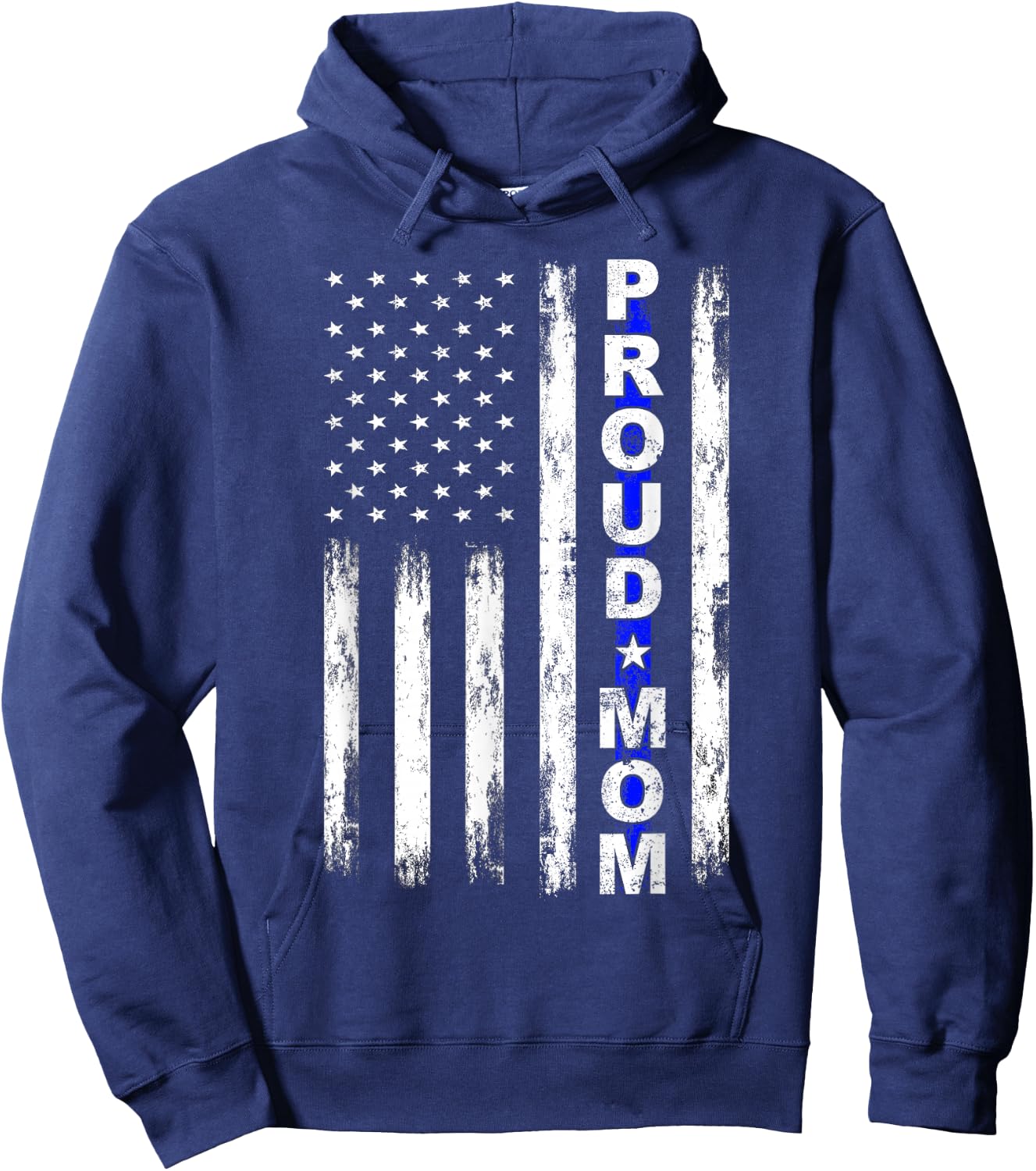 Proud Police Mom Thin Blue Line American Flag Police Support Hoodie - Hoodie | Navy