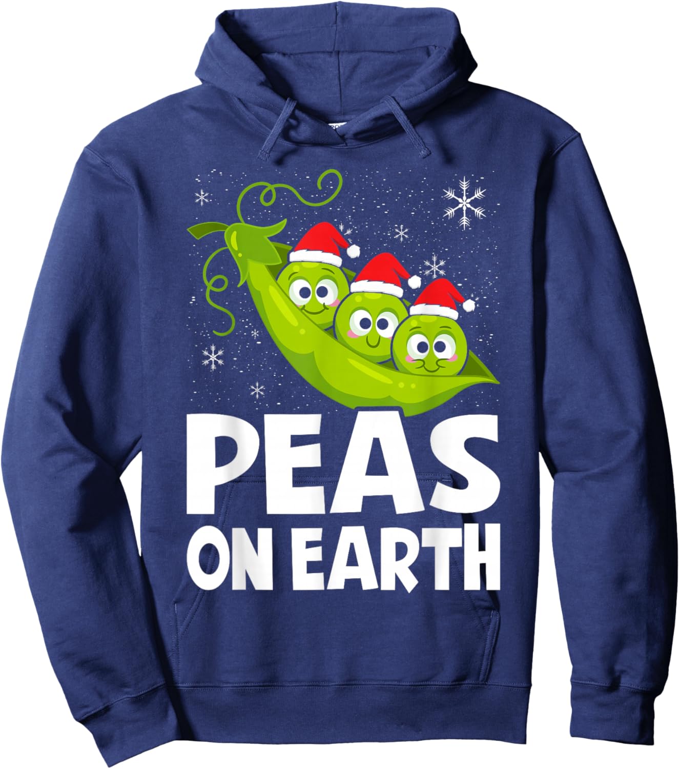 Christmas Pun Lover Peas on Earth World Peace Vegan Hoodie - Hoodie | Navy